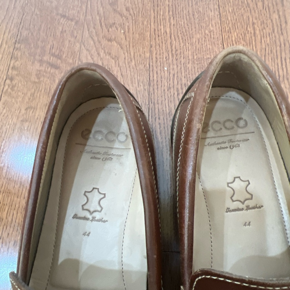 ECCO Mens Brown Leather Driving Penny Loafers Sz 44/10.5 Slip On Comfort Preppy - Picture 4 of 16
